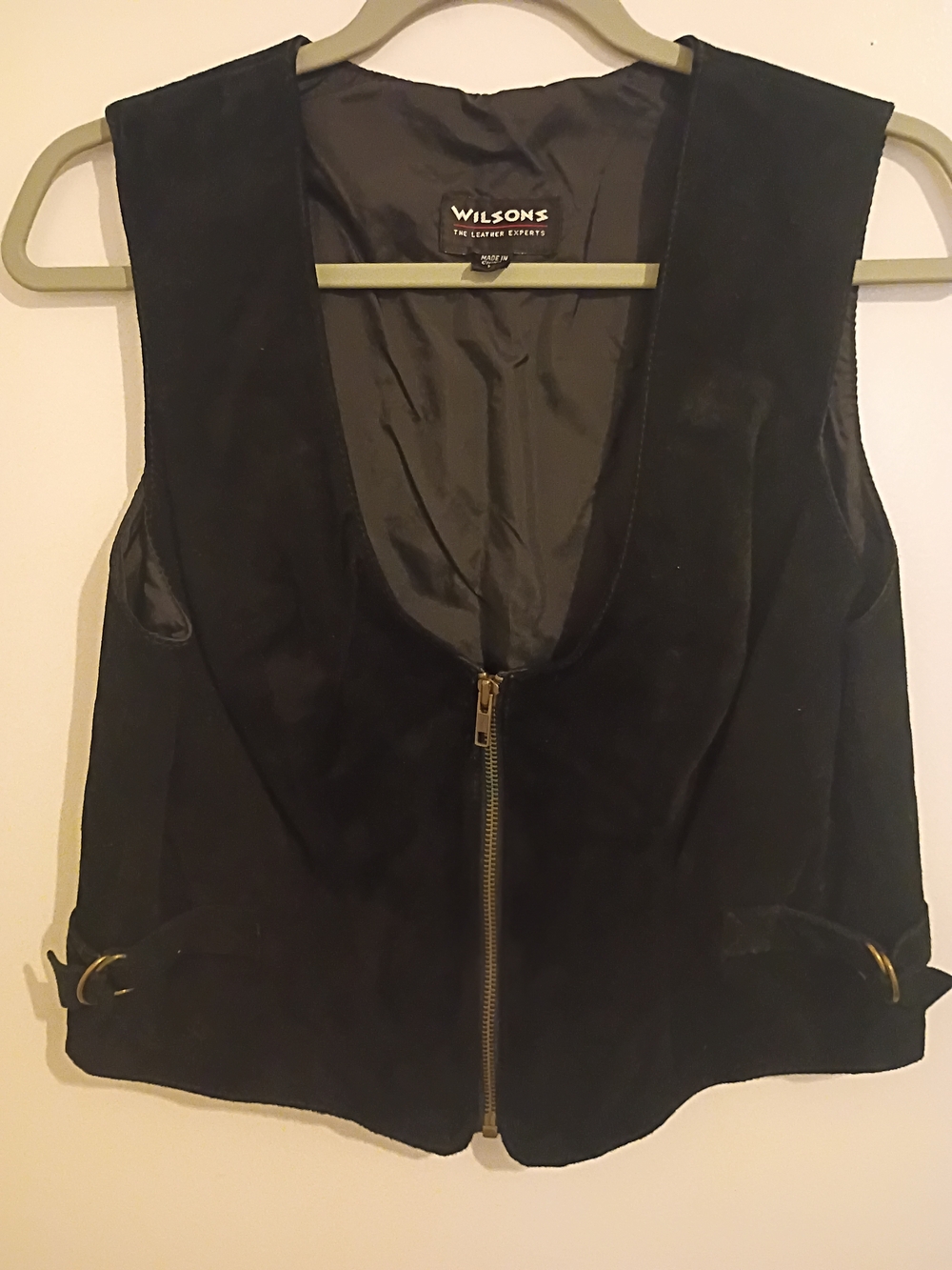 Wilson‎ Women's Black Suede Zip-Front Vest with Side Buckles Sz L